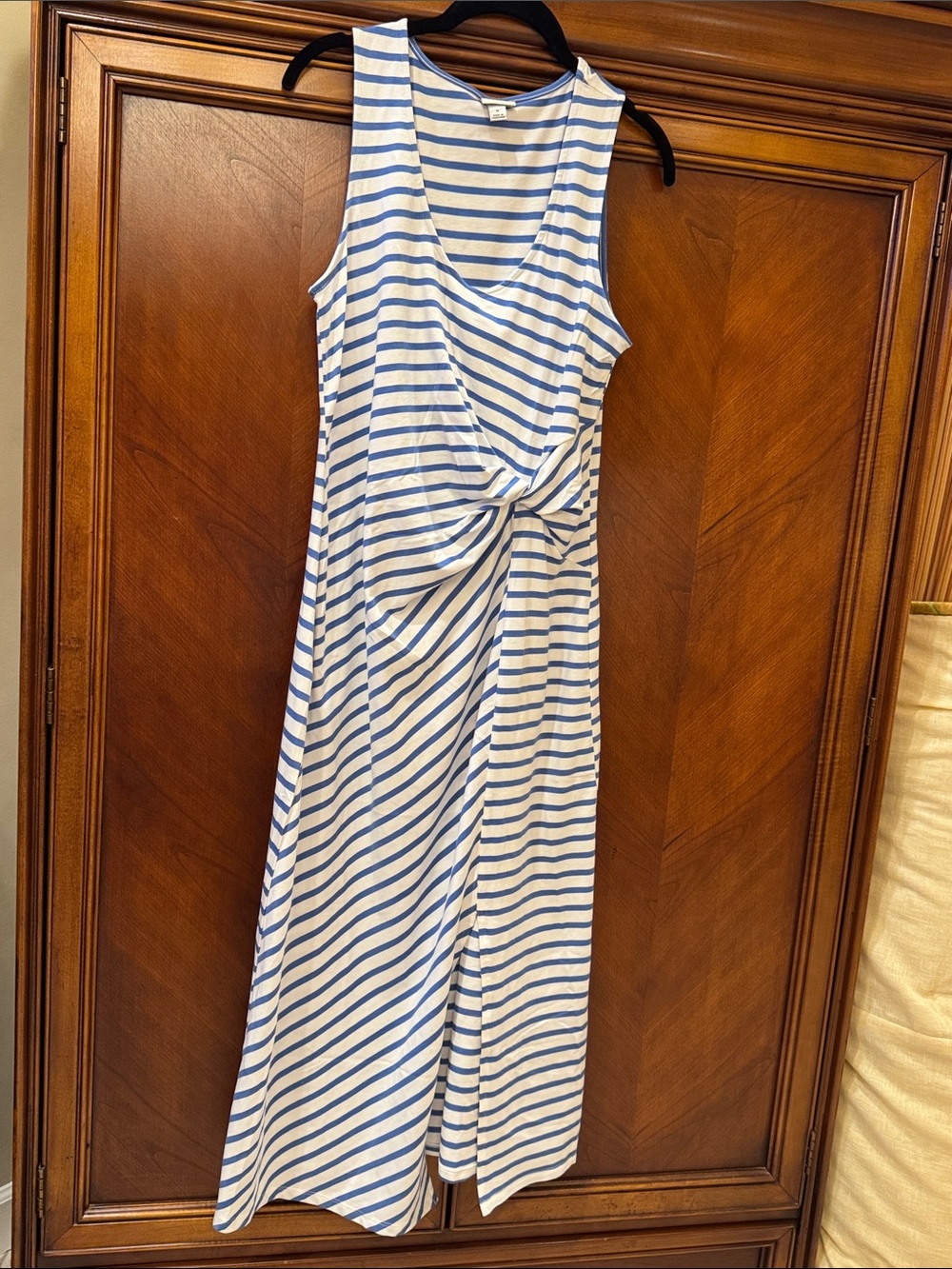 A New Day NWOT Blue and White Striped Sleeveless Knot Front Maxi Dress